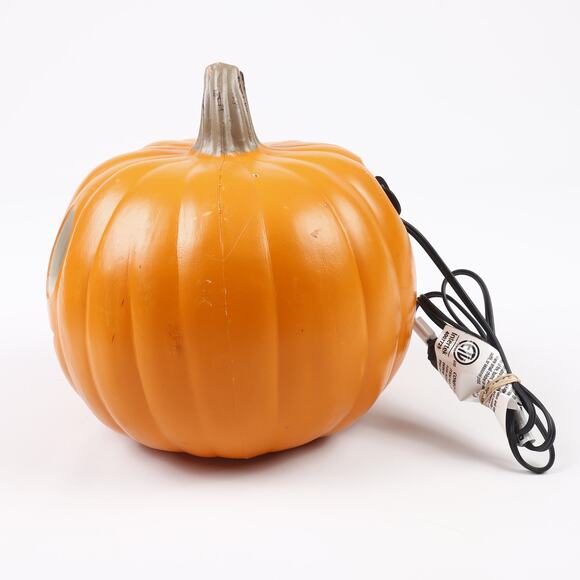 Pair of Intertek Plastic Light Up Halloween Pumpkin Jack-O-Lanterns & Bulbs - Picture 11 of 12